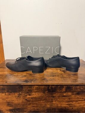 Capezio Men’s 12 Black Leather Jazz Dance Shoes Lace Up With Box